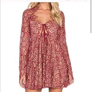 For Love & Lemons Red Lace Dress - Small